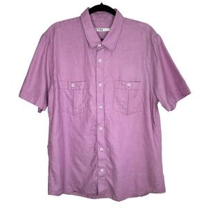 Mr Turk Resort Button Shirt XL Preppy Pink Short Sleev Summer Retro Dobby Pocket